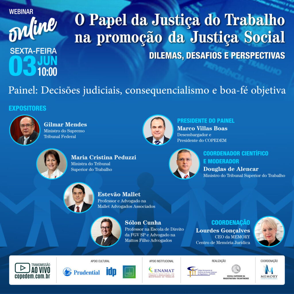 Webinar "O Papel da Justiça do trabalho na promoção da Justiça Social"